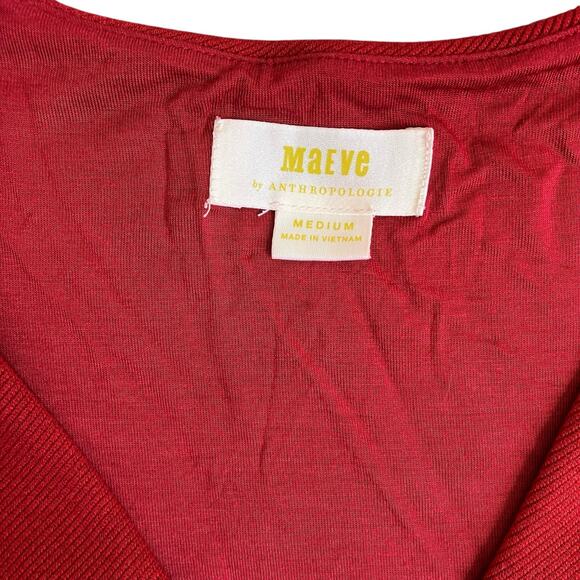 Anthropologie Maeve Sz M Lincoln Center Dark Red Fit & Flare Dress Knee Length - Picture 9 of 16